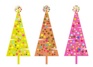 Üç Vektör Noel Ağaçları Beyaz bir arkaplan