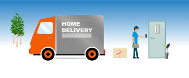 İnternet alışverişinin ev teslim vektör illüstrasyonu
