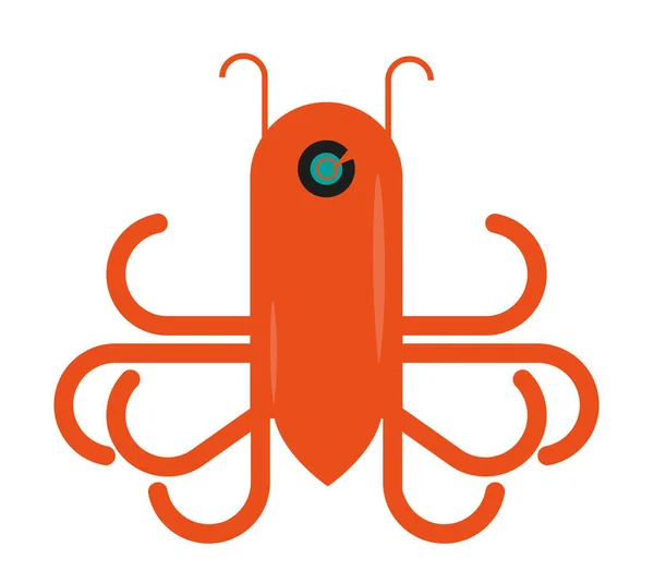 Orange Cartoon Squid Vektorzeichnung — Stockvektor