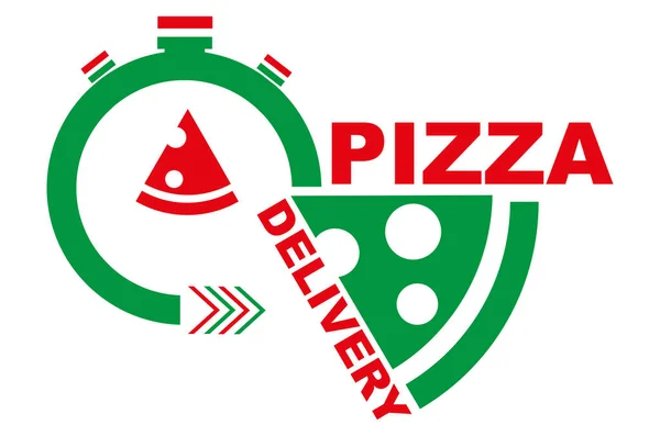 Szybkie Speedy Pizza Dostawa Wektor Rysunek Znak — Wektor stockowy