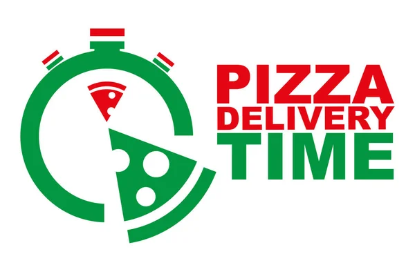 Szybkie Speedy Pizza Dostawa Wektor Rysunek Znak — Wektor stockowy