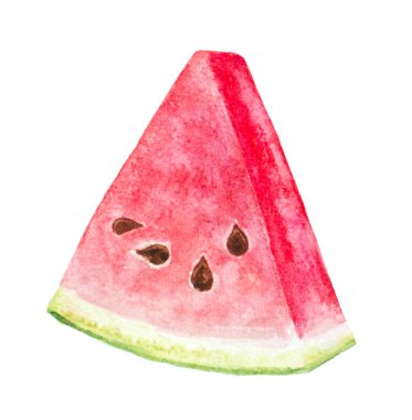 suluboya el boyalı dilim karpuz beyaz