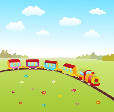 şirin tren çizgi film. vektör illustraton