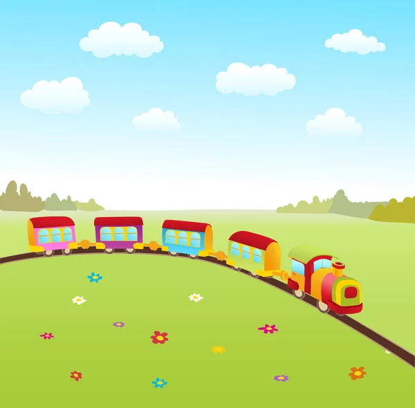 Cartone animato carino treno. illustrazione vettoriale — Vettoriale Stock