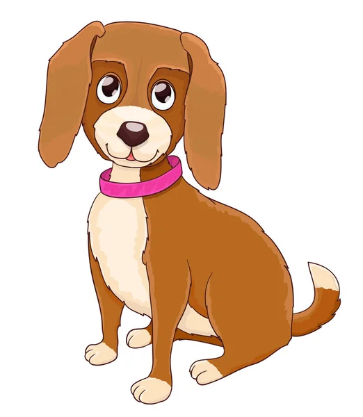 Lindo perrito de dibujos animados con cuello en blanco. vector — Vector de stock