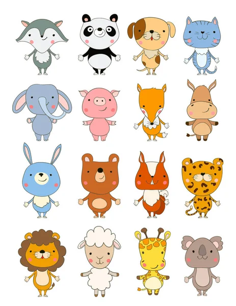 Set van leuke cartoon dieren. vector — Stockvector