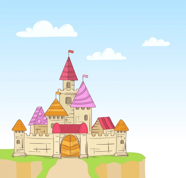Castillo de cuento de hadas de dibujos animados. vector — Vector de stock