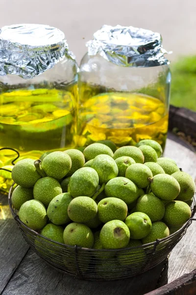 Walnut liqueur — Stock Photo, Image