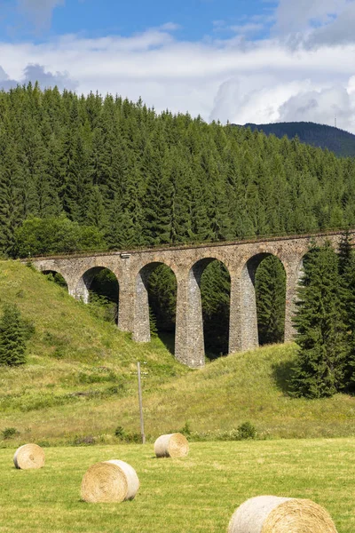 Viaducto de Chmarossky, ferrocarril viejo, Telgart, Eslovaquia —  Fotos de Stock