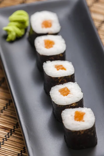 Japonais sushi food, vue sur sushi, tout ce que vous pouvez manger menu — Photo