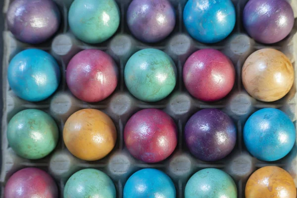 Easter background with hand painted purple, blue, green, orange — Stock Photo, Image