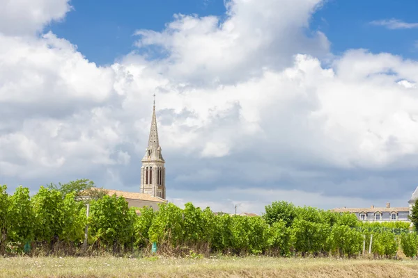 Kirche mit Weinberg in Saussignac bei Monbazilac, Frankreich — Stockfoto