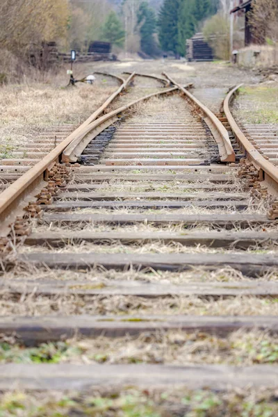 Liquidazione di vecchi binari sulla linea ferroviaria annullata, Repubblica Ceca — Foto Stock