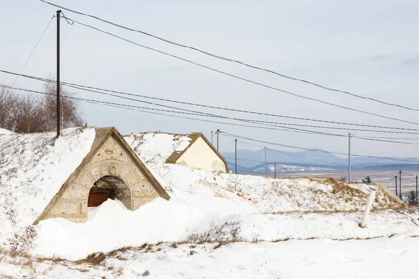 Hagyományos borospincék a Hercegkut közelében sarospatak Tokaj regi — Stock Fotó