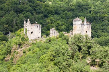 Les Tours de Merle, Ortaçağ Kalesi, Correze, Fransa