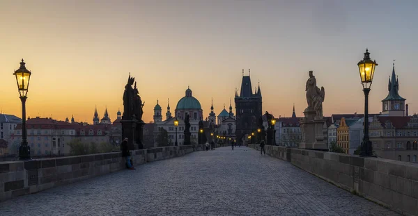 Pont Charles Lever Soleil Prague République Tchèque — Photo
