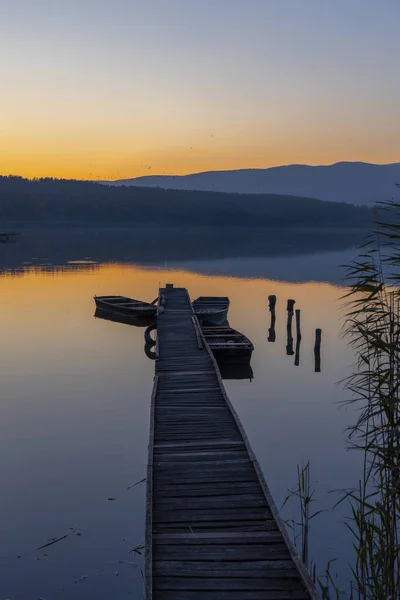 Fischerboot Pier Jenoi Teich Der Nähe Von Diosjeno Nordungarn — Stockfoto