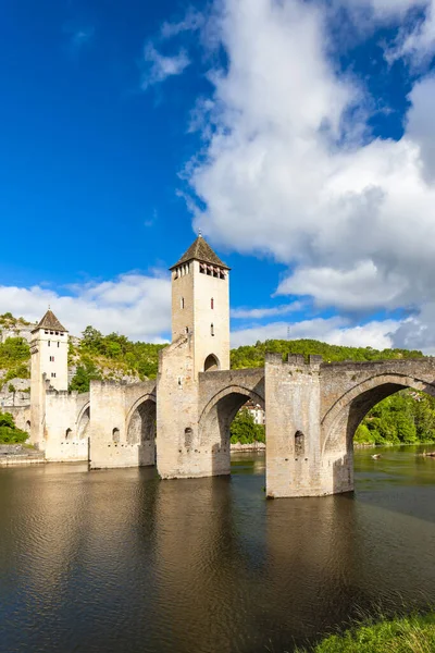 Pont Valentre Przez Rzekę Lot Cahors Południowo Zachodnia Francja — Zdjęcie stockowe