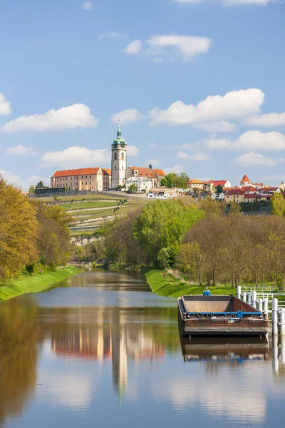 Melnik Slott Med Floden Vltava Tjeckien — Stockfoto