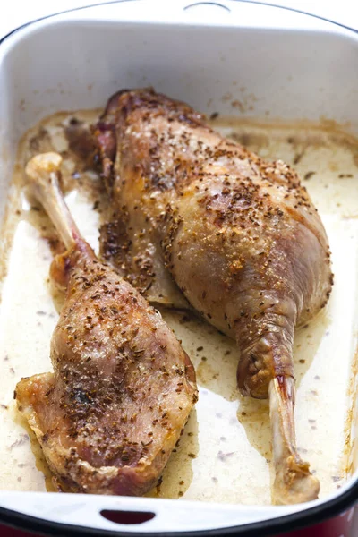 Baked Goose Legs Cumin Frying Pan — Stock Photo, Image