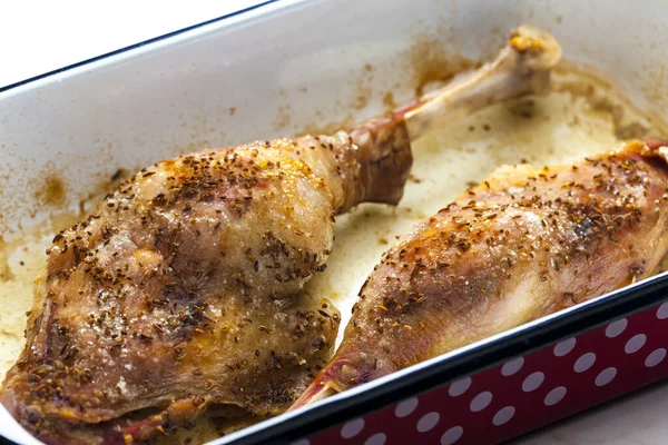 Bakte Gåsebein Med Karve Stekepanne – stockfoto