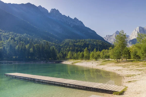 Jezioro Góry Pobliżu Miejscowości Kranjska Gora Parku Narodowym Triglav Słowenia — Zdjęcie stockowe