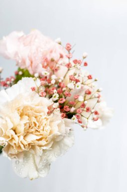 Beyaz arka planda çiçeklerle dolu bir hayat