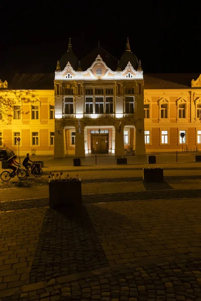 Nattvy Över Torget Szekszard Ungern — Stockfoto