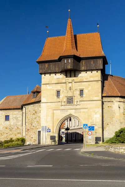 Gothic Zatec Gate Och Medeltida Befästning Louny Tjeckien — Stockfoto