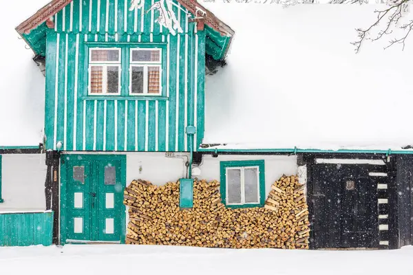 Casa Campo Inverno Montanhas Orlicke República Checa — Fotografia de Stock