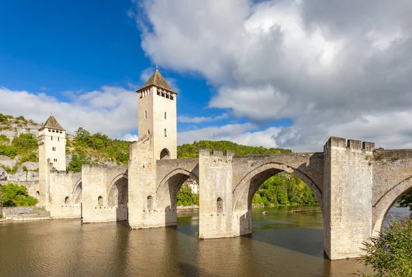 Pont Valentre Przez Rzekę Lot Cahors Południowo Zachodnia Francja — Zdjęcie stockowe
