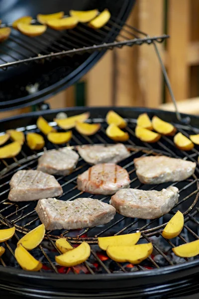 Gegrillter Thunfisch Mit Kartoffeln Auf Gartengrill — Stockfoto