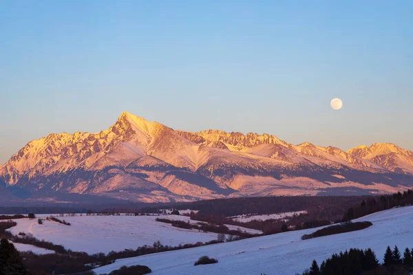 Montagne Krivan Coucher Soleil High Tatras Slovaquie — Photo