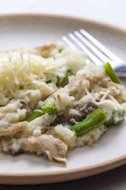 Tavuk eti ve yeşil fasulyeli Çek pilavı.