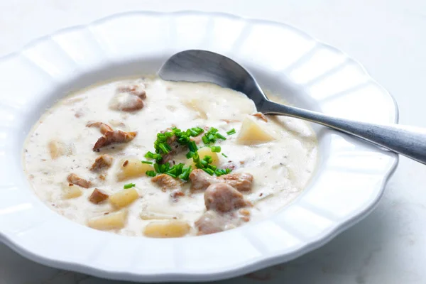 Creamy Potato Soup Mushrooms — Stock Photo, Image