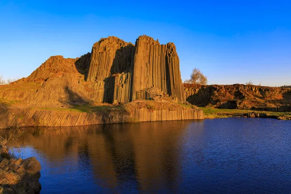 Polygonale Strukturen Von Basaltsäulen Naturdenkmal Panska Skala Bei Kamenicky Senov — Stockfoto