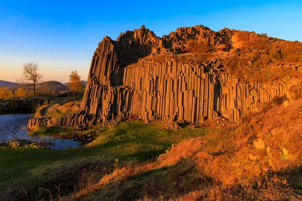 Polygonale Strukturen Von Basaltsäulen Naturdenkmal Panska Skala Bei Kamenicky Senov — Stockfoto
