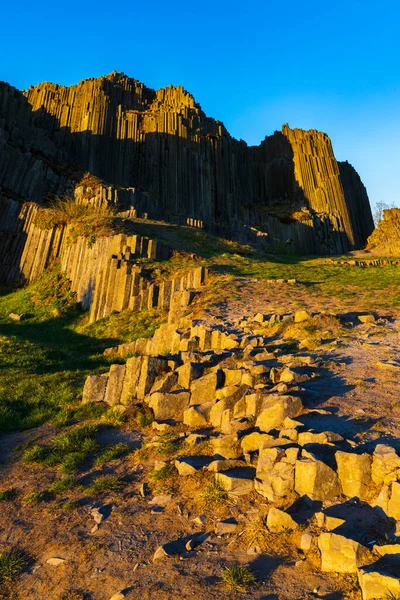 Polygonal Structures Basalt Columns Natural Monument Panska Skala Kamenicky Senov — Stock Photo, Image