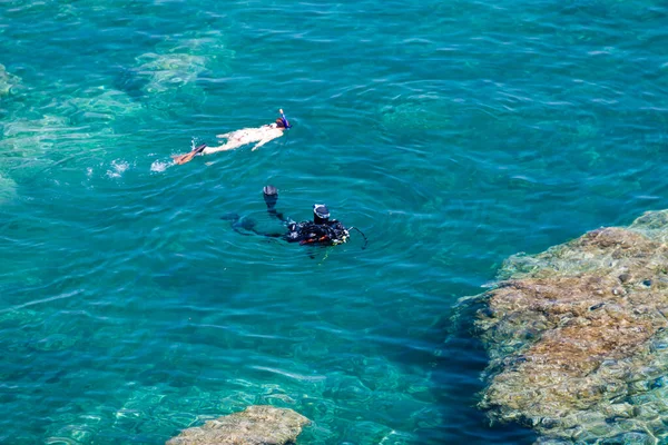 Snorkeling Cap Peyrefite Languedoc Roussillon França — Fotografia de Stock