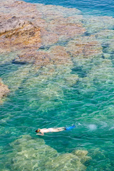 Snorkeling Cap Peyrefite Naquedoc Roussillon France — 图库照片