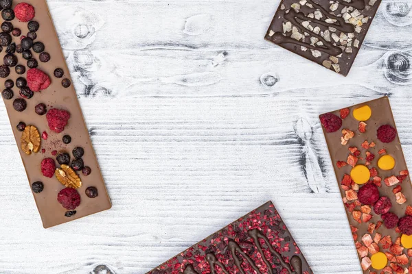 Натюрморт Шоколадом Різними Видами Сухофруктів — стокове фото