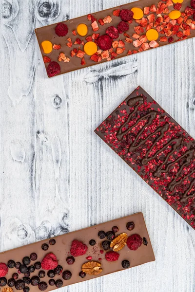 Ainda Vida Chocolate Com Fruto Secado Tipo Diferente — Fotografia de Stock