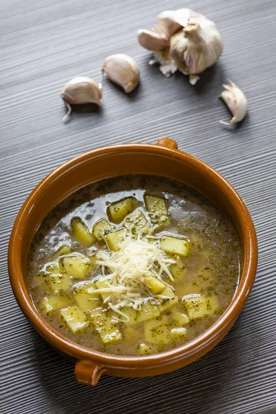 Garlic Soup Potatoes Marjoram — Stock Photo, Image