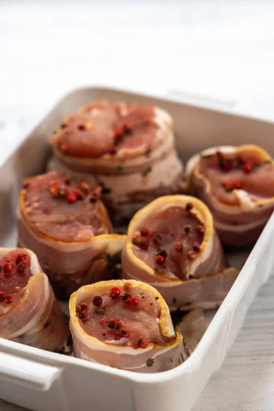 Filet Porc Bacon Sur Poivre — Photo