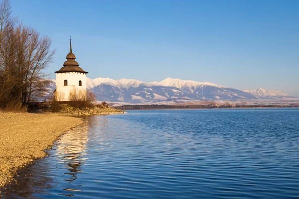 Church Virgin Mary Havranok Lake Liptovska Mara District Liptovsky Mikulas — Stock Photo, Image