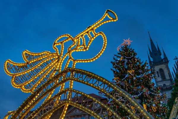 Decoración Navidad Plaza Ciudad Vieja Praga República Checa —  Fotos de Stock