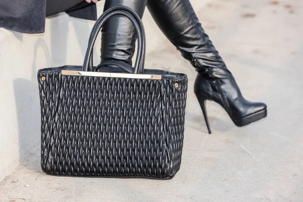 Fashionable Black Boots Handbag — Stock Photo, Image