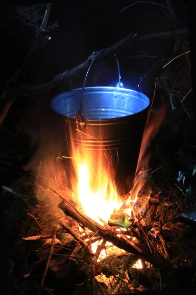 Tourist kettle on fire — Stock Photo, Image