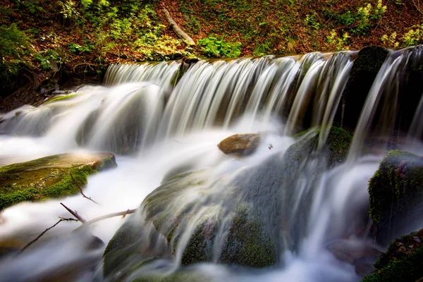Wodospad w jesiennym lesie — Zdjęcie stockowe