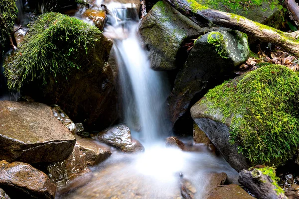 Arroyo de montaña y cascada pequeña — Foto de Stock